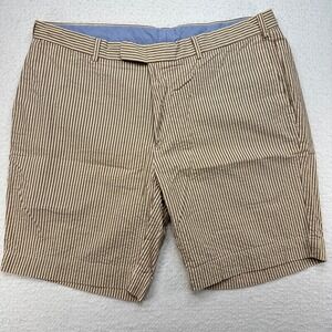 Polo Ralph Lauren Mens 38 Bleecker Shorts Brown Cream Striped Classic Fit Cotton